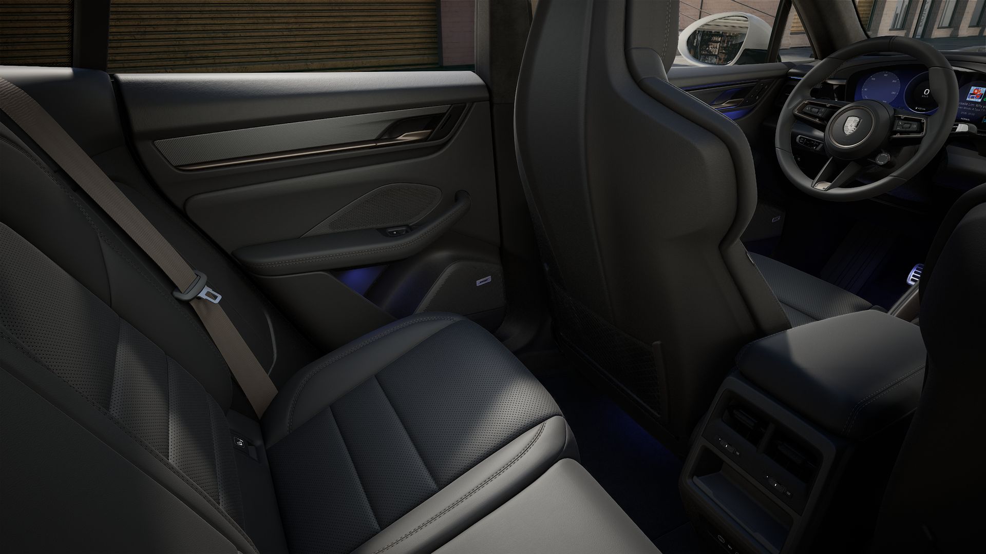 Interior view showing the back seats of Macan Turbo Electric