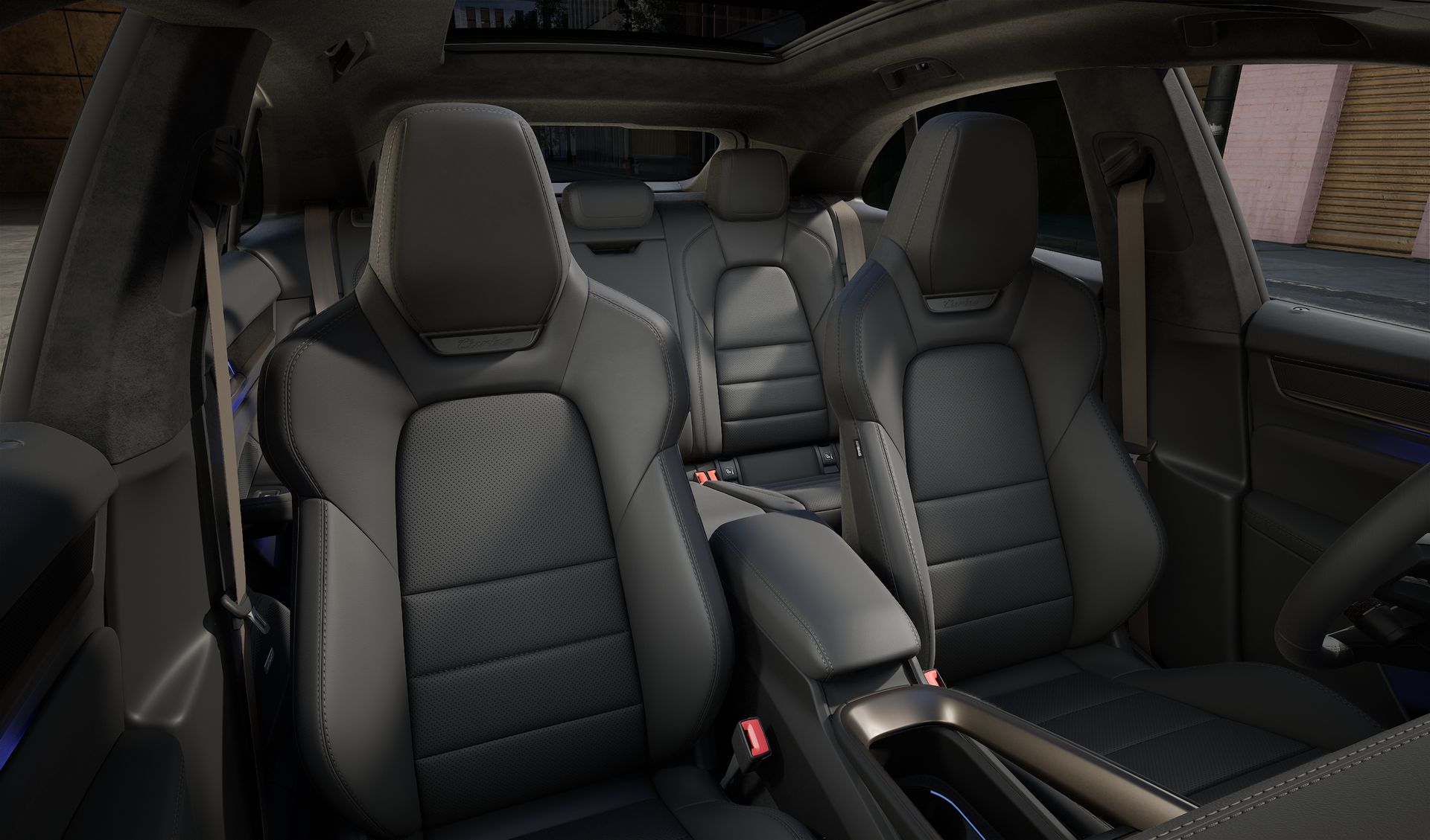 Interior view showing the front seats of Macan Turbo Electric