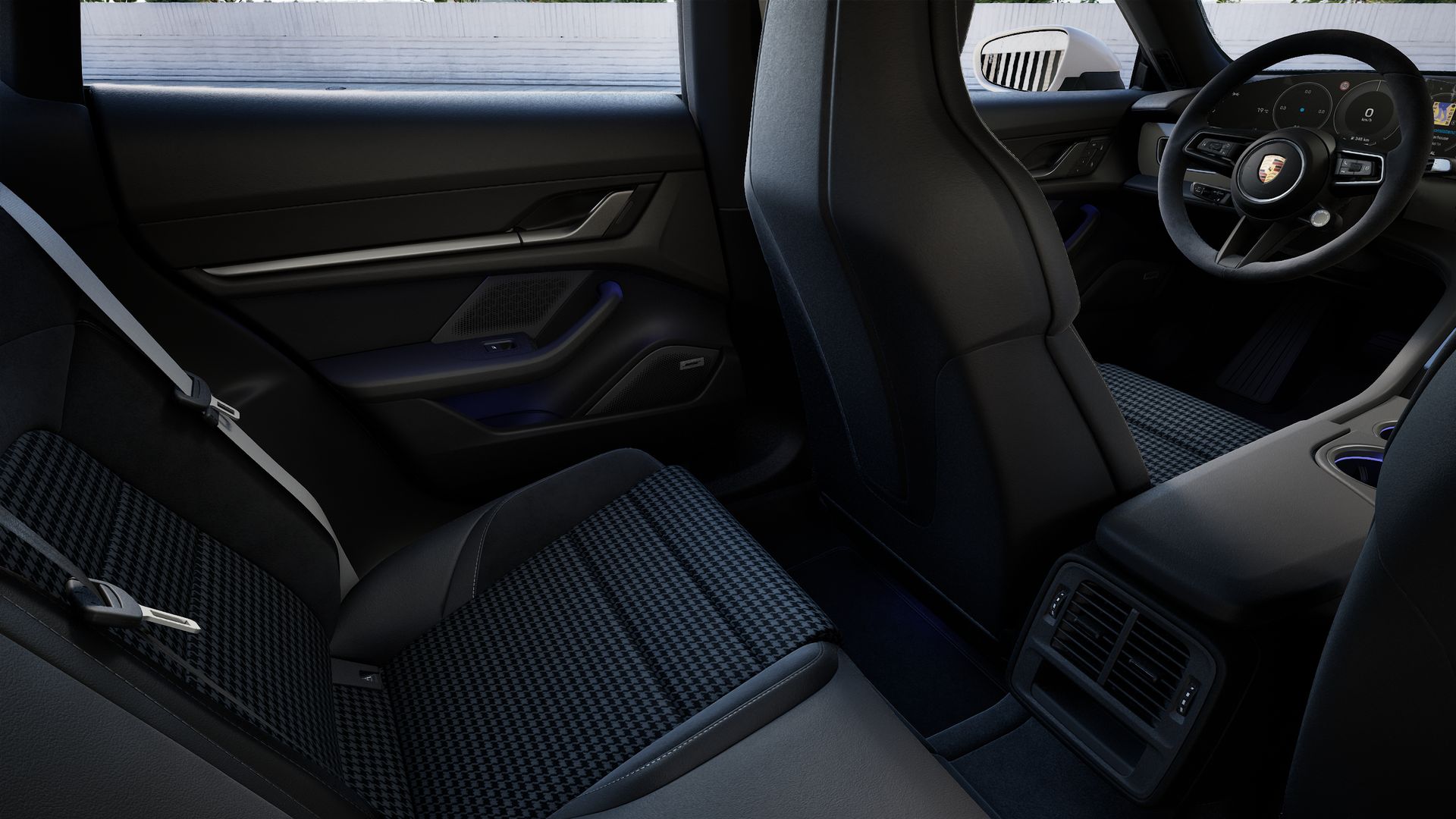 Interior view showing the back seats of Taycan