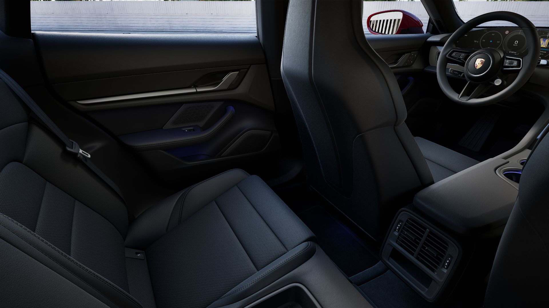 Interior view showing the back seats of Taycan 4S