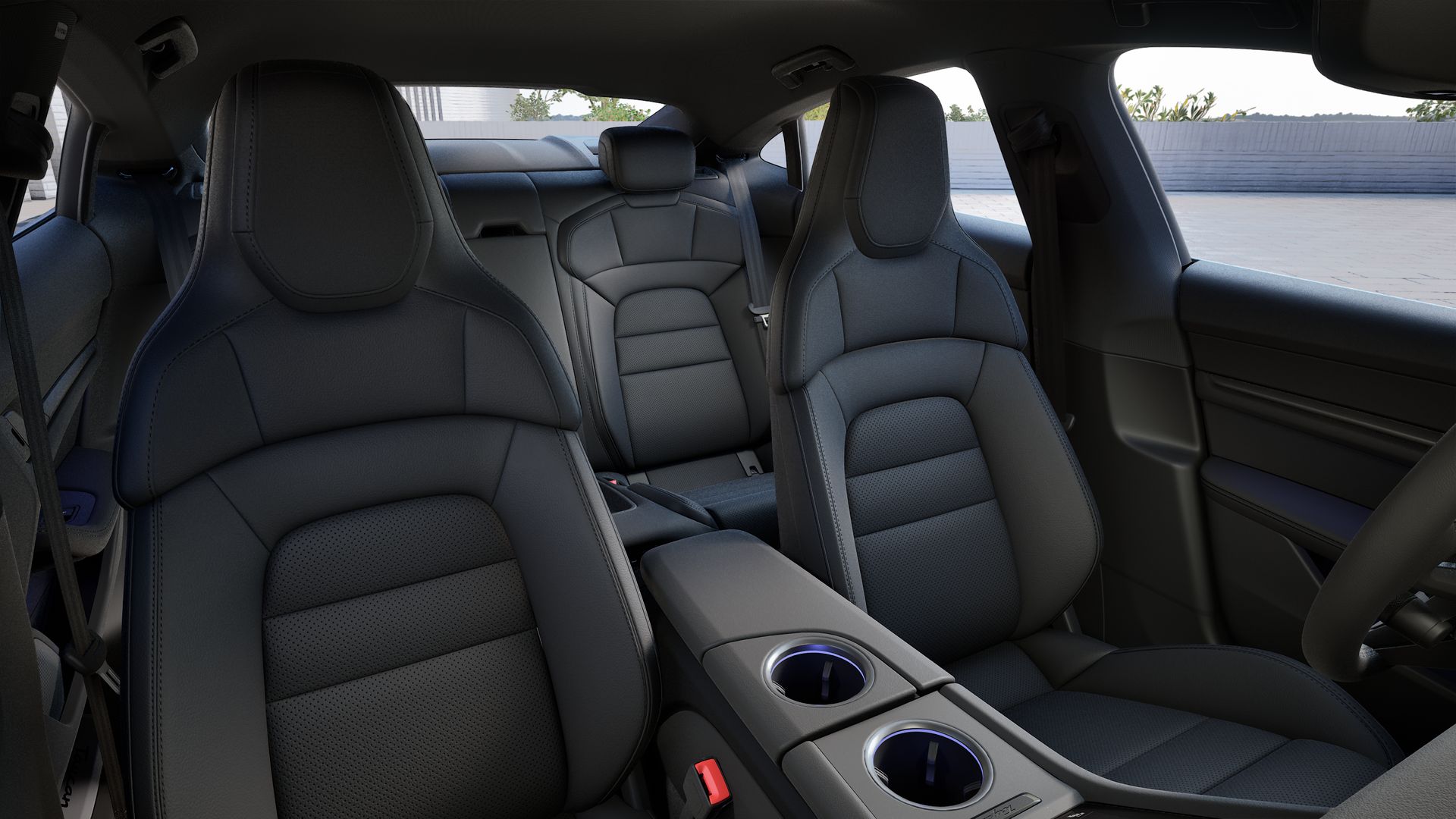 Interior view showing the front seats of Taycan 4S