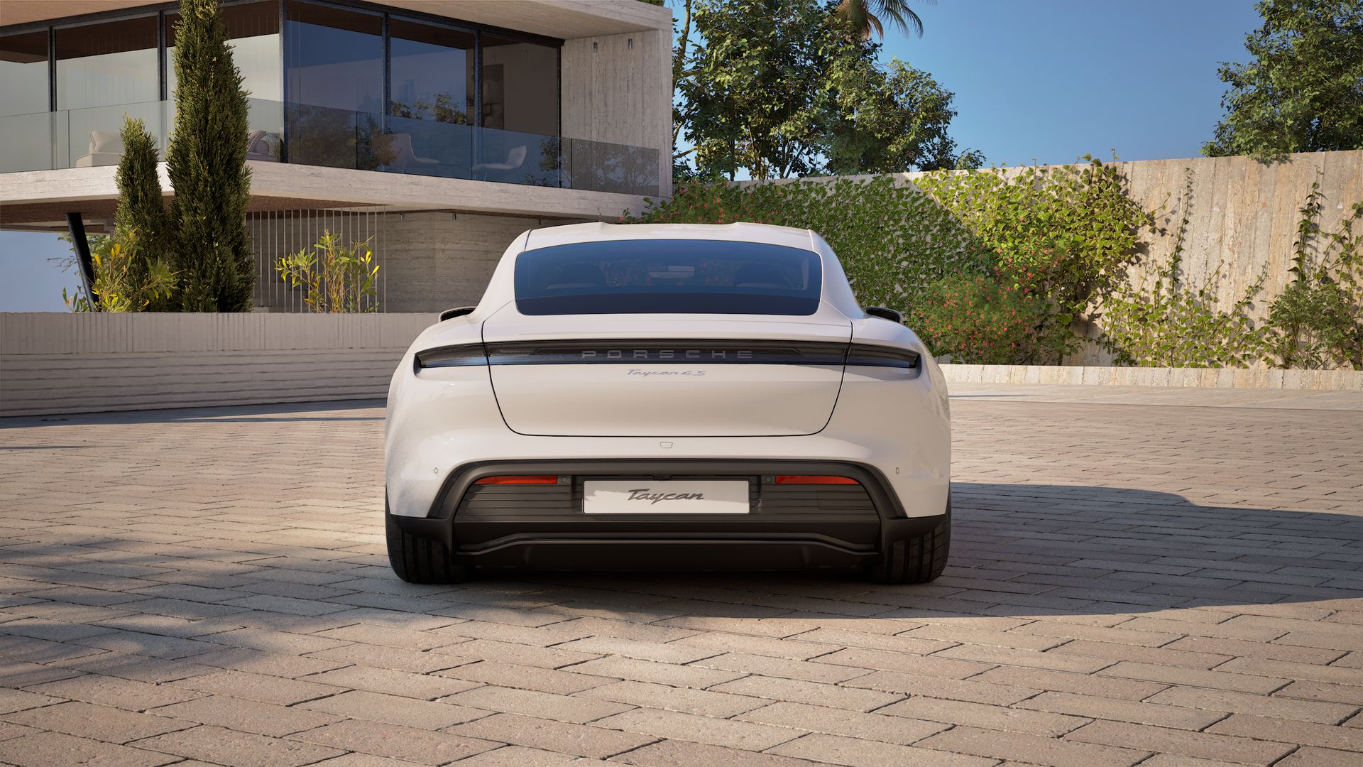 Exterior view of Taycan 4S showing the rear of the car