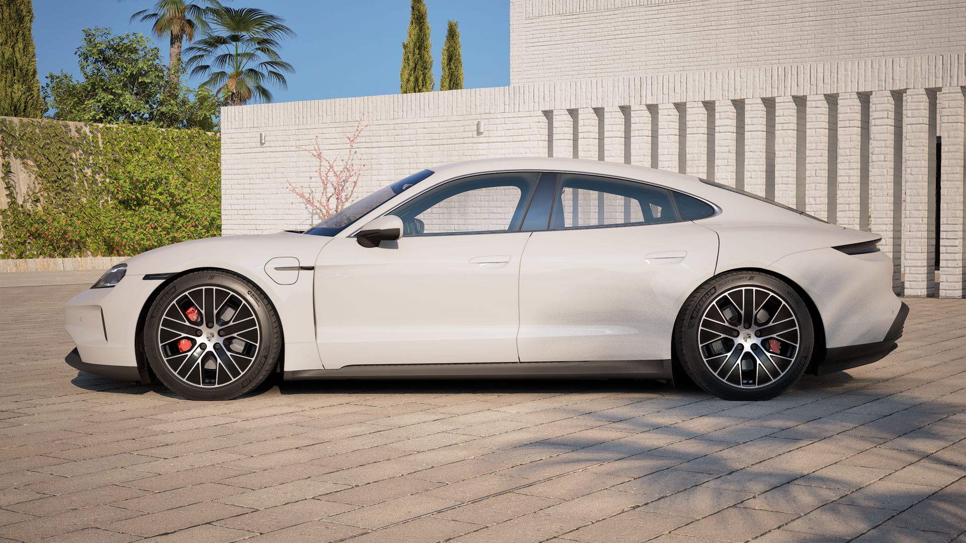 Exterior view of Taycan 4S showing the left side of the car