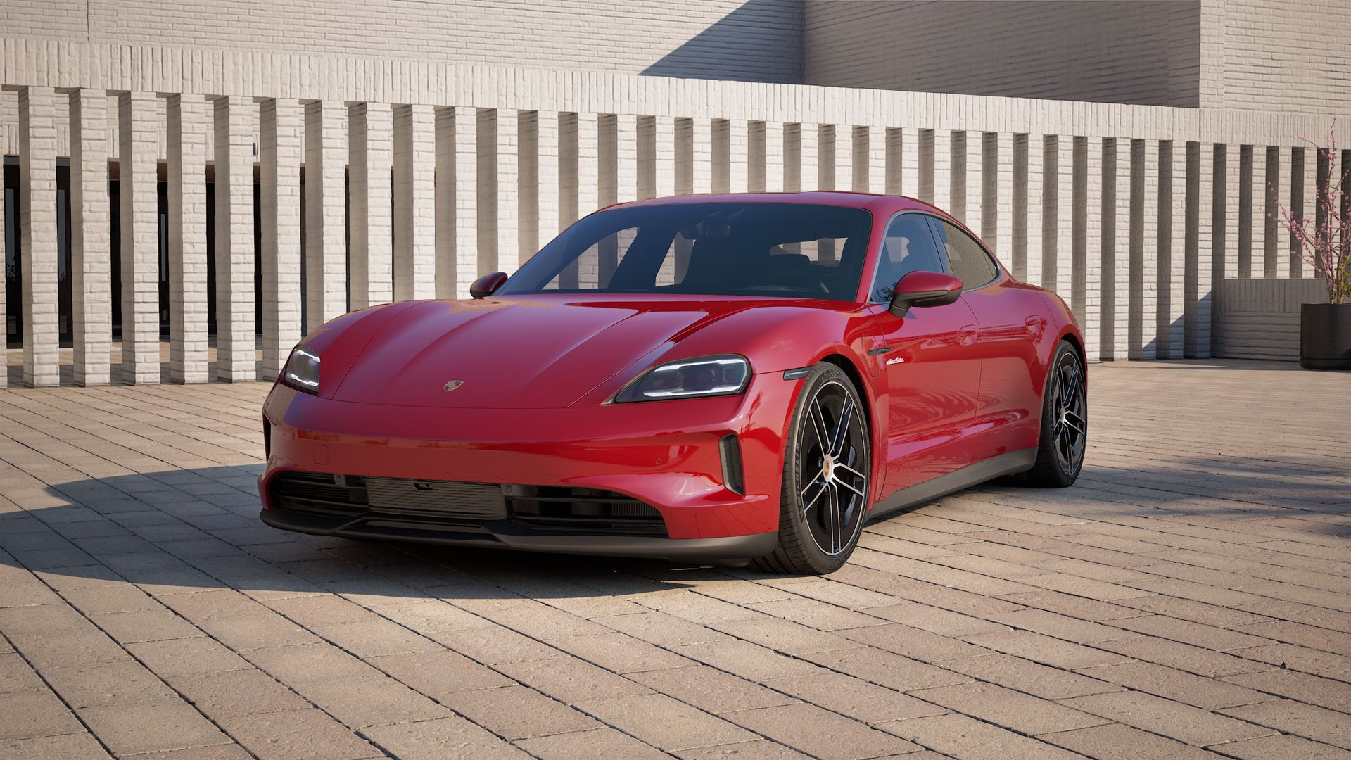 Exterior view of Taycan 4S showing the front and left side of the car