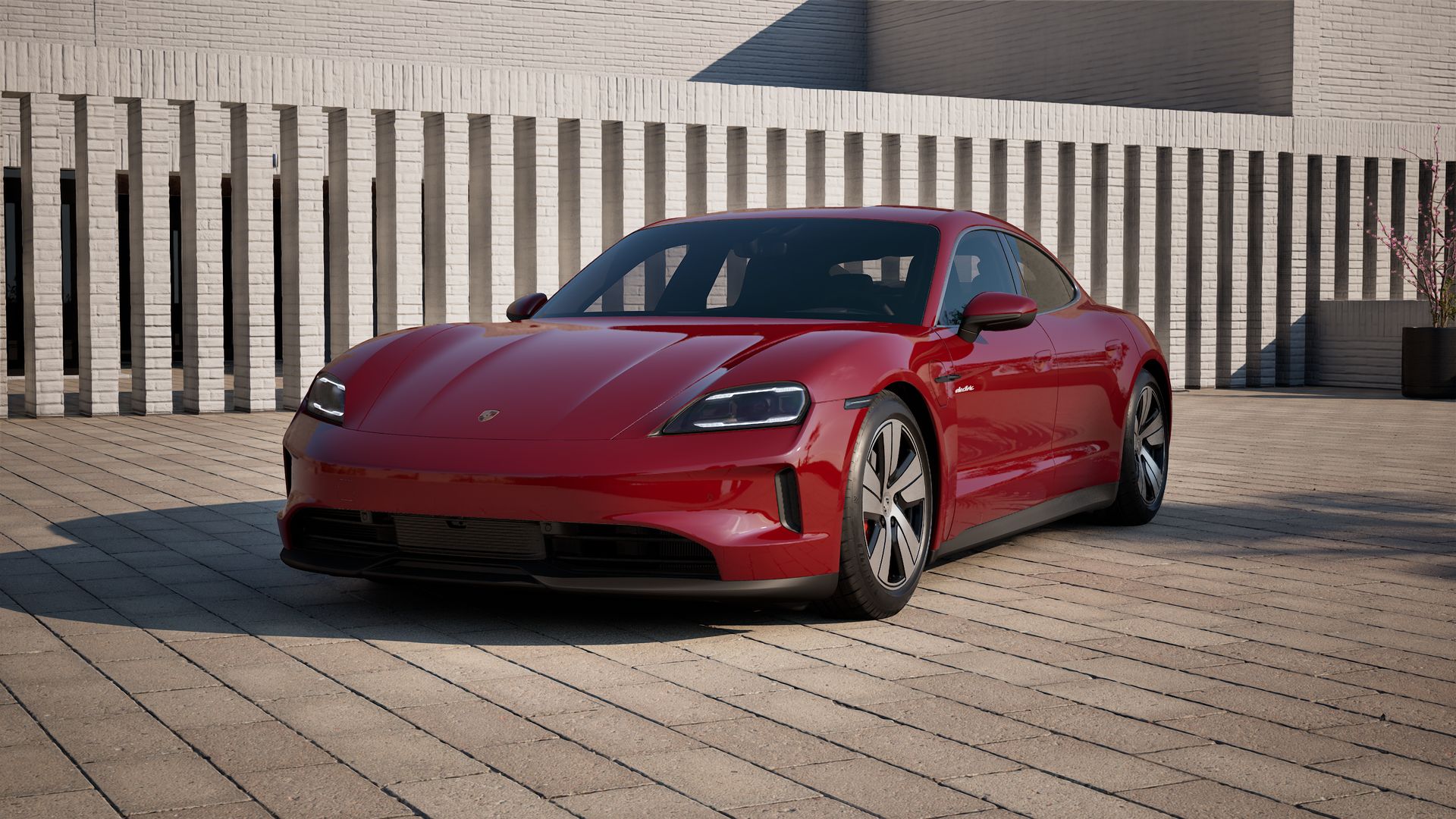 Exterior view of Taycan 4S showing the front and left side of the car
