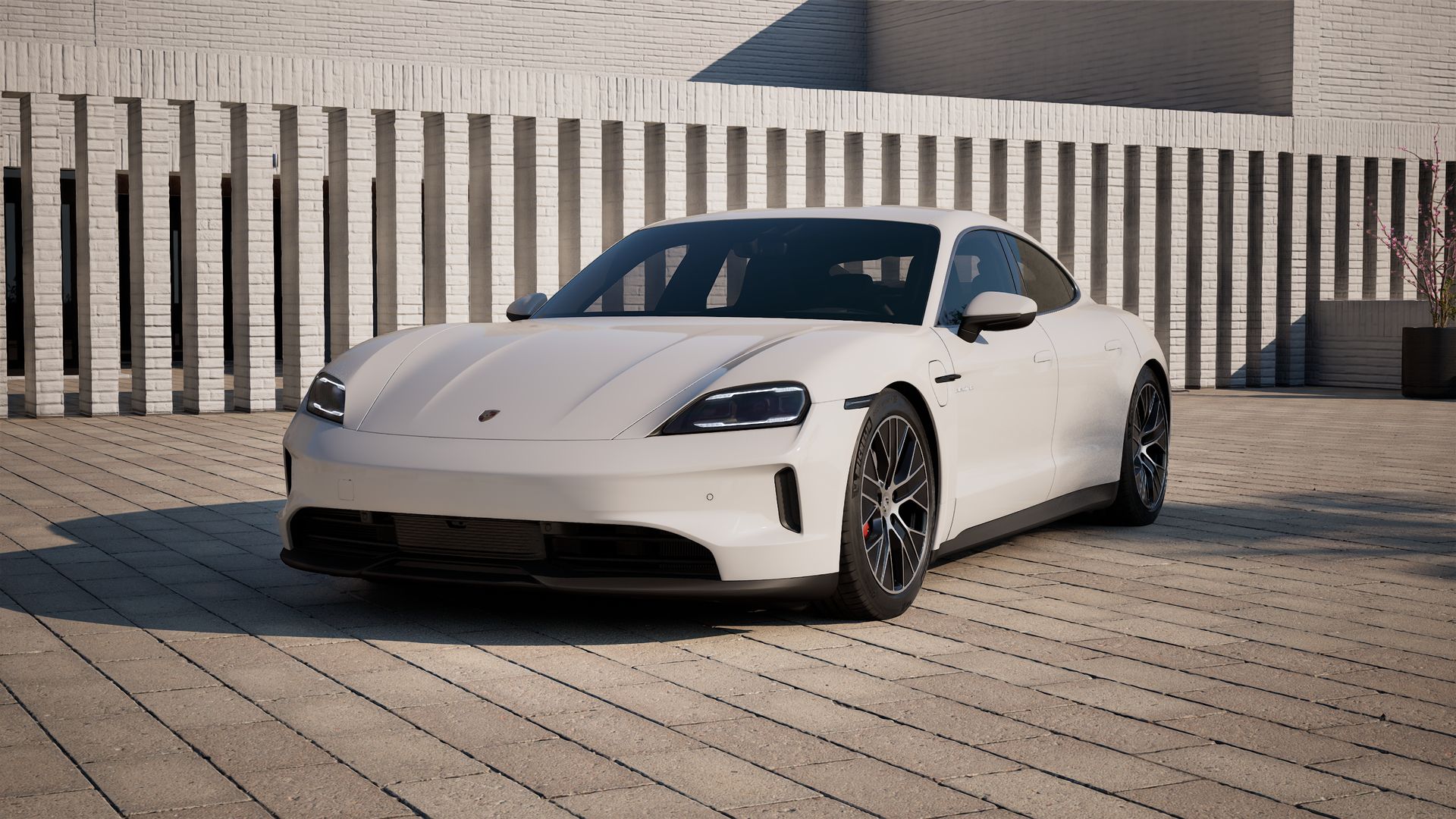 Exterior view of Taycan 4S showing the front and left side of the car