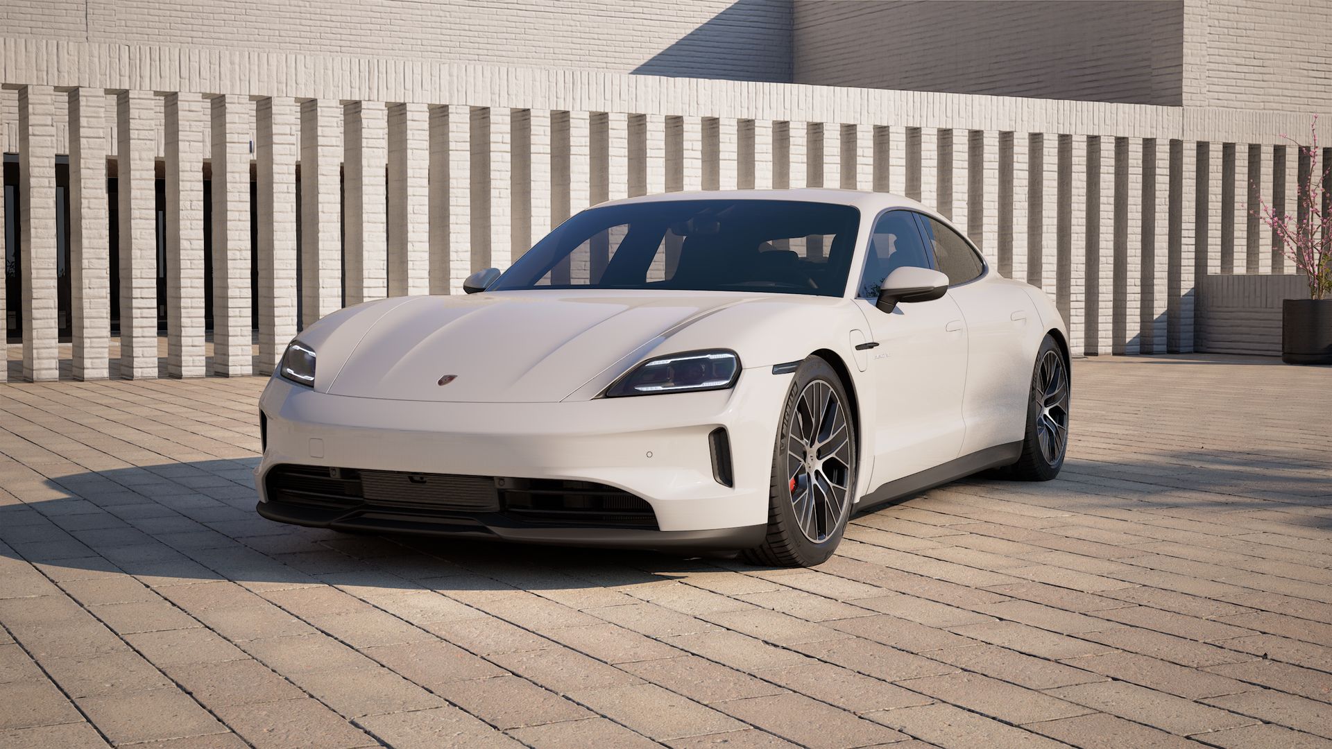 Exterior view of Taycan 4S showing the front and left side of the car