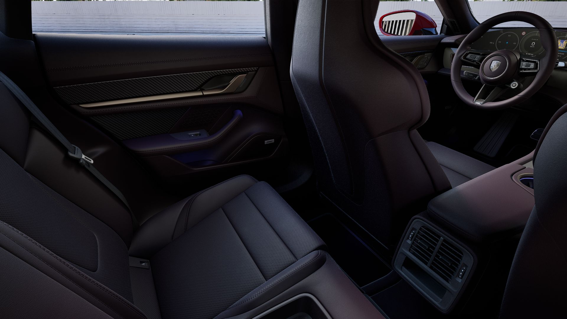 Interior view showing the back seats of Taycan Turbo S