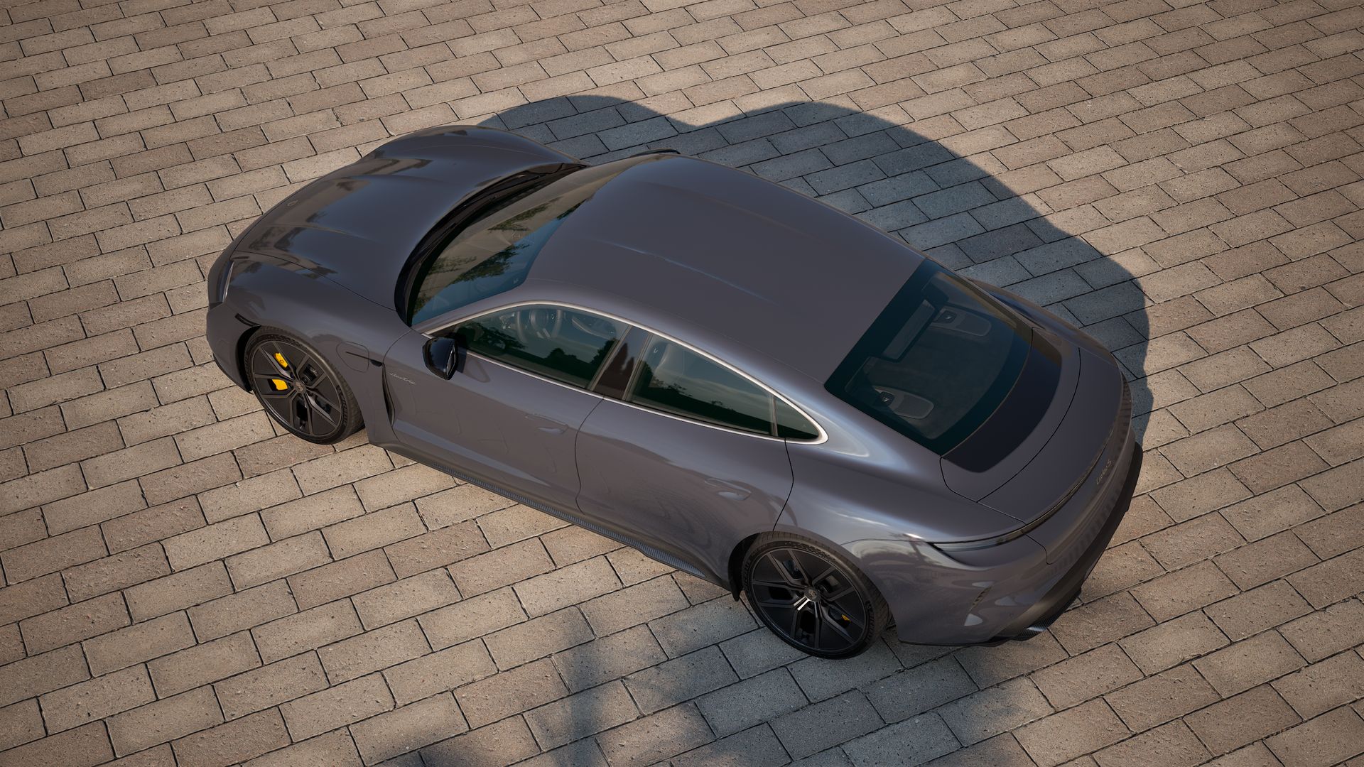 Exterior view of Taycan Turbo S seen from above
