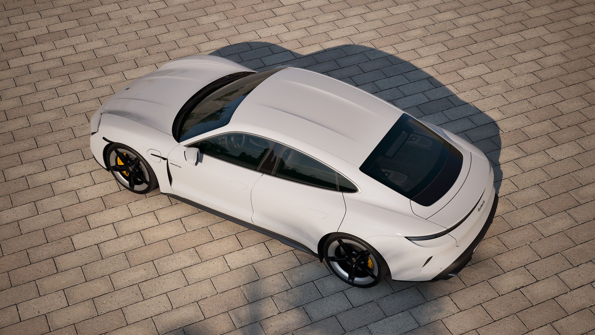 Exterior view of Taycan Turbo S seen from above