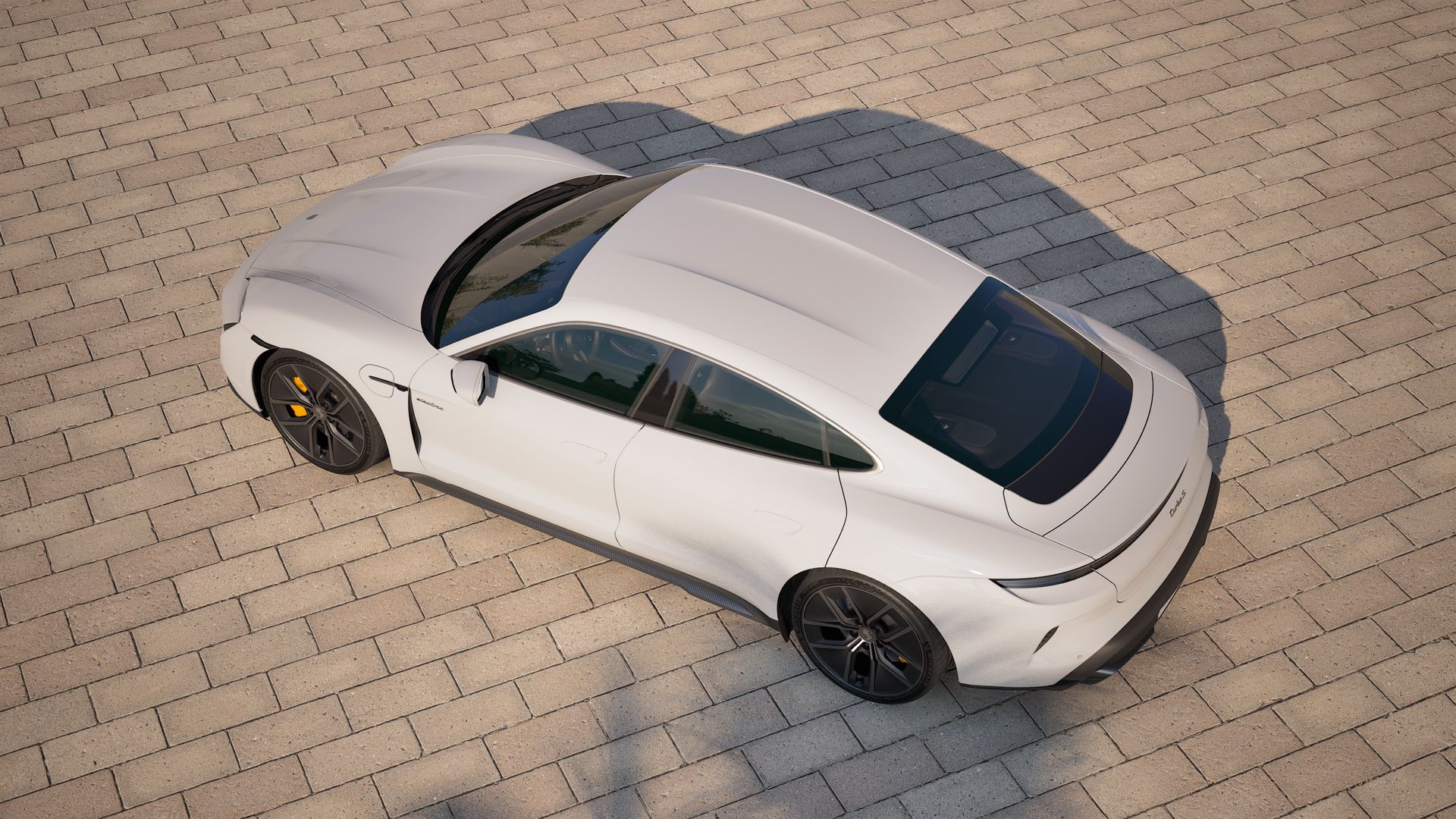 Exterior view of Taycan Turbo S seen from above