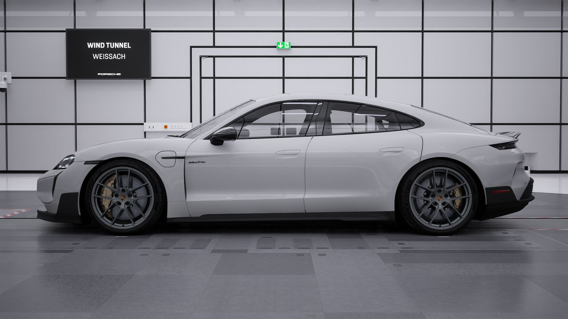 Exterior view of Taycan Turbo GT showing the left side of the car