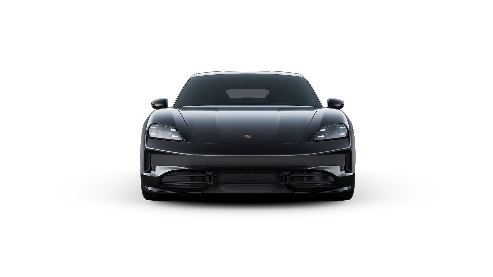Exterior view of Taycan Black Edition showing the front of the car