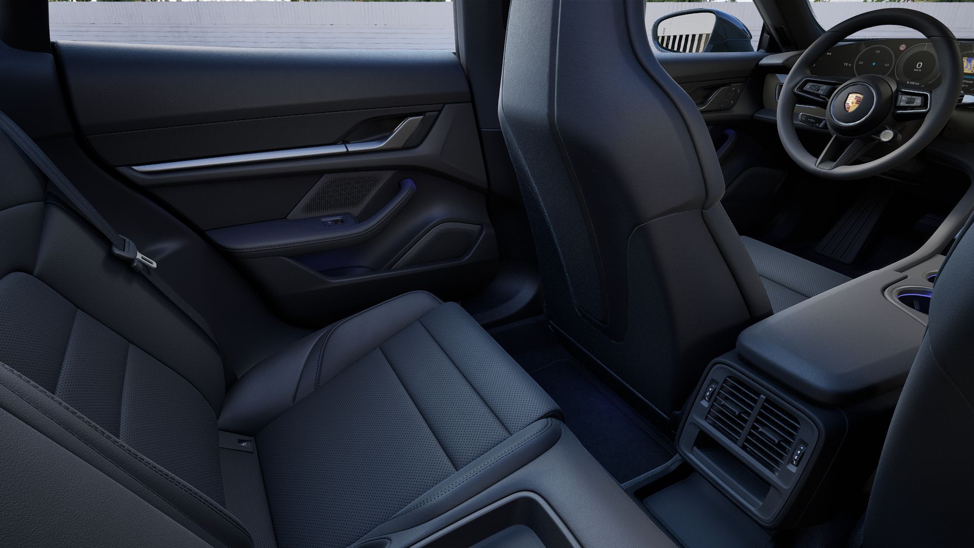Interior view showing the back seats of Taycan 4 Cross Turismo