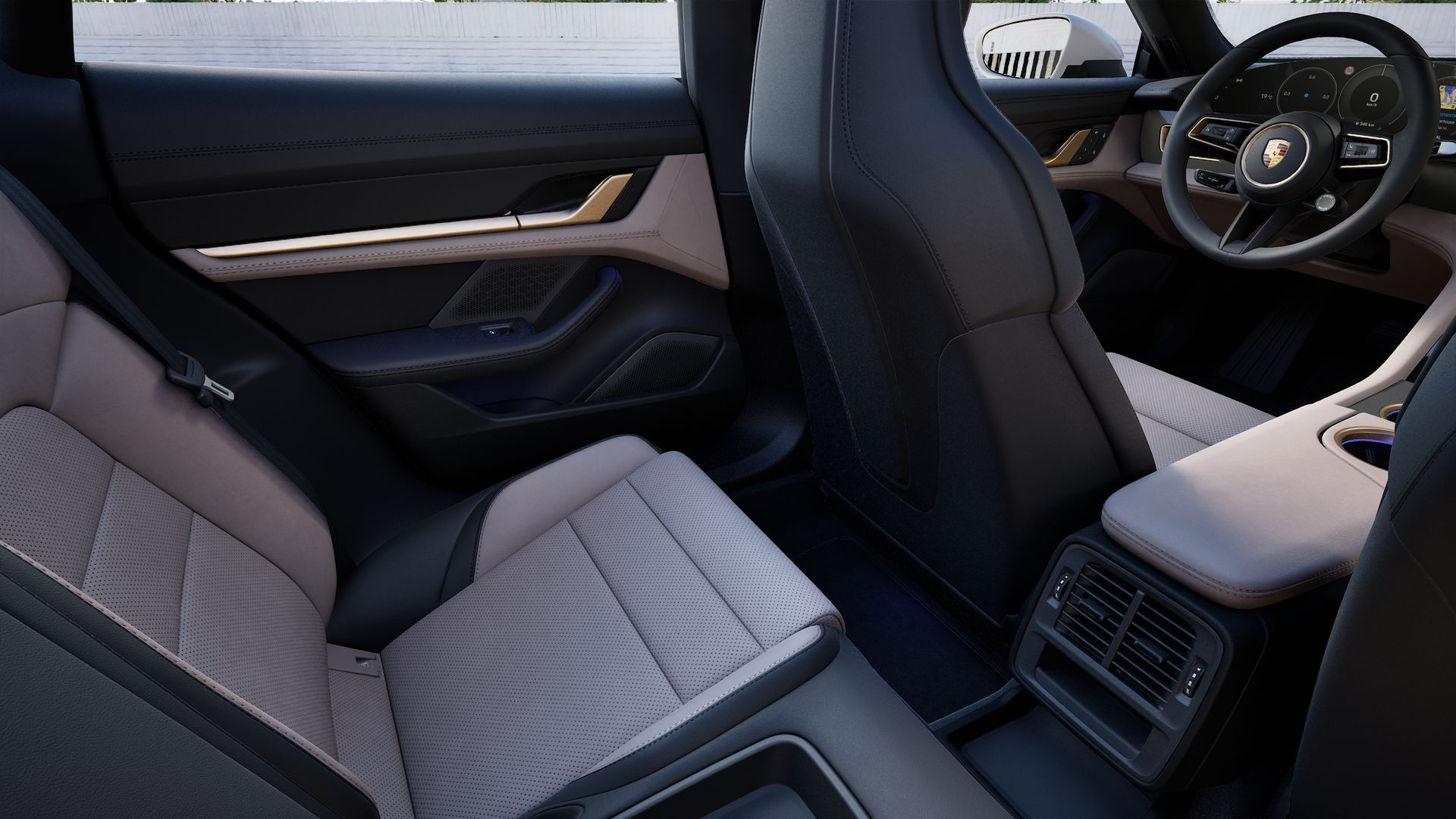 Interior view showing the back seats of Taycan 4 Cross Turismo