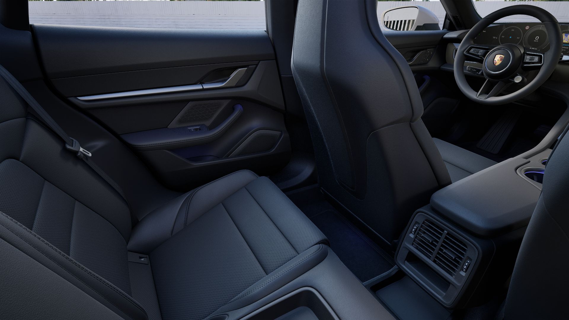 Interior view showing the back seats of Taycan 4 Cross Turismo