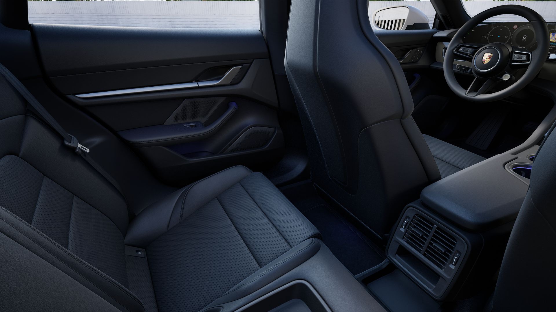 Interior view showing the back seats of Taycan 4 Cross Turismo
