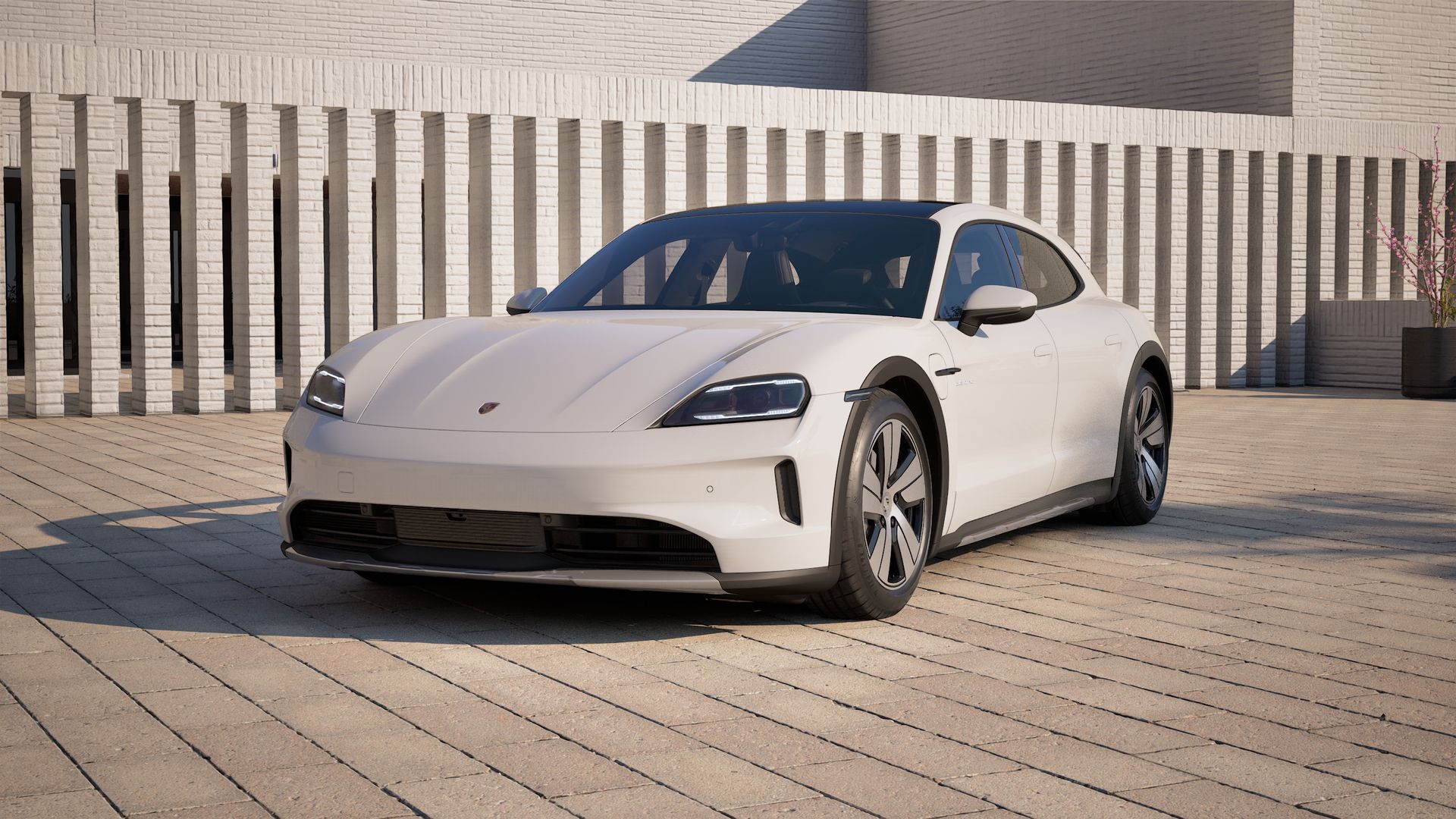 Exterior view of Taycan 4 Cross Turismo showing the front and left side of the car