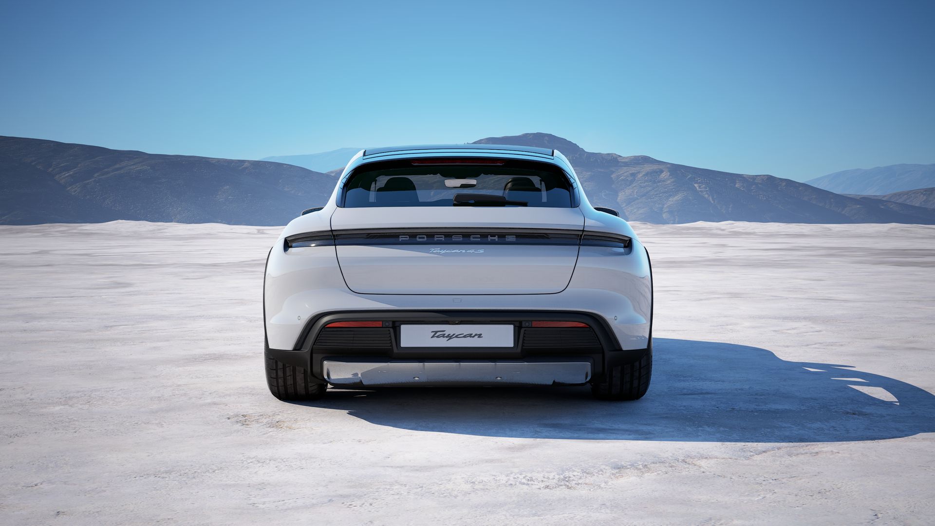 Exterior view of Taycan 4S Cross Turismo showing the rear of the car