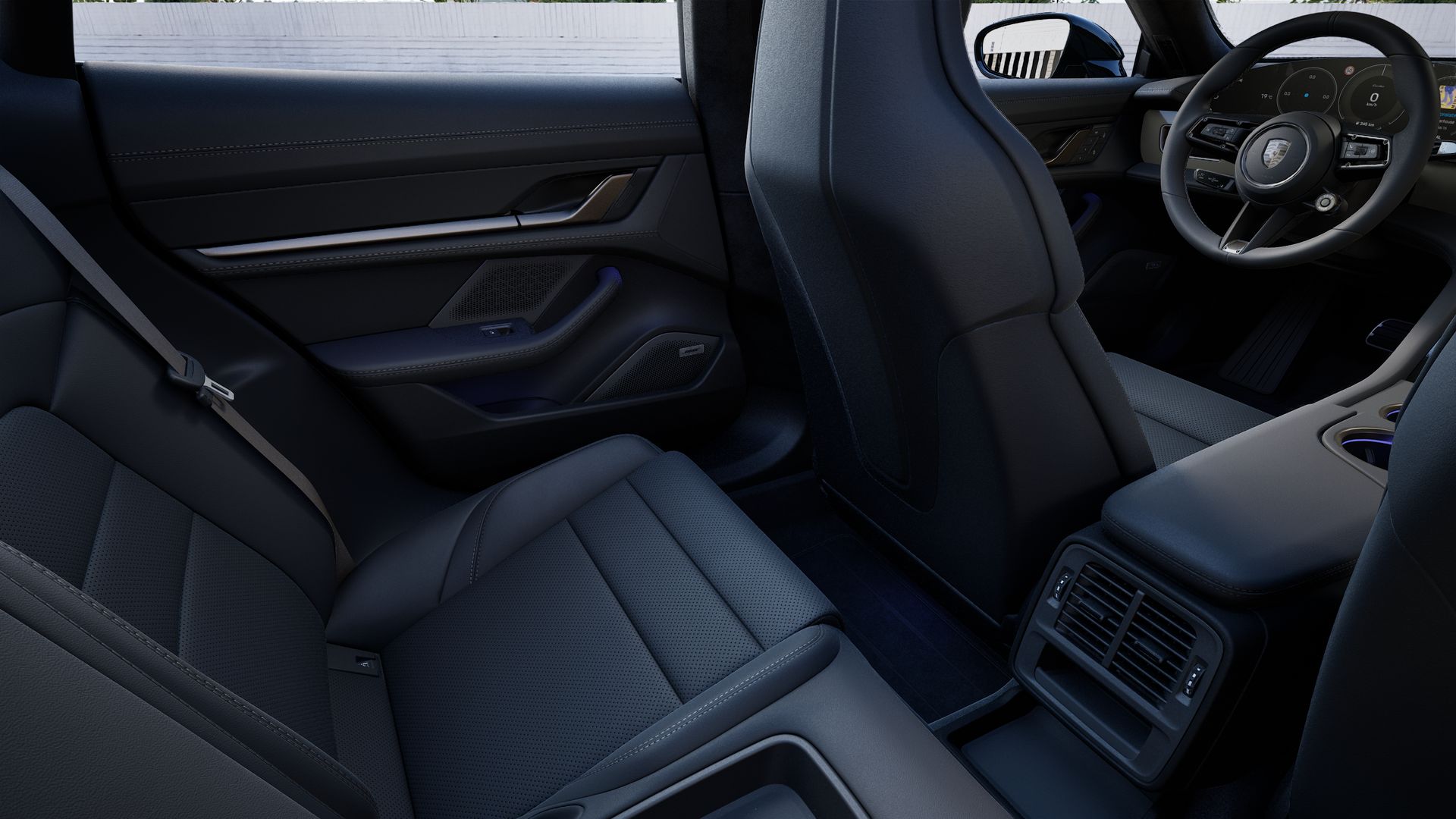 Interior view showing the back seats of Taycan Turbo Cross Turismo