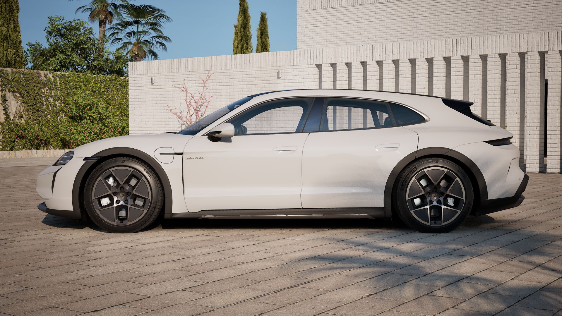 Exterior view of Taycan Turbo Cross Turismo showing the left side of the car