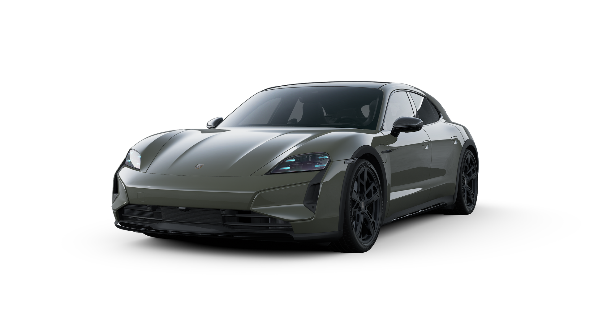 Exterior view of Taycan Turbo Cross Turismo showing the front and left side of the car