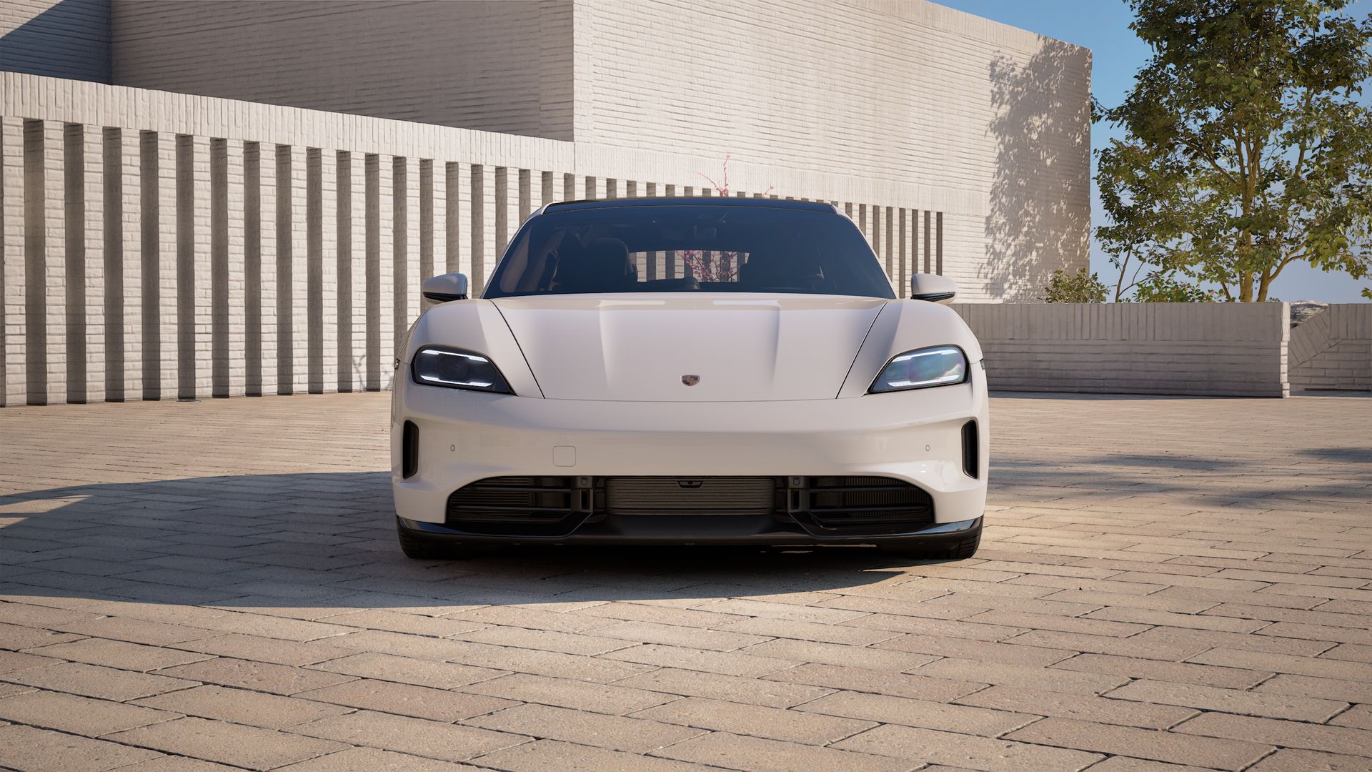 Exterior view of Taycan GTS Sport Turismo showing the front of the car