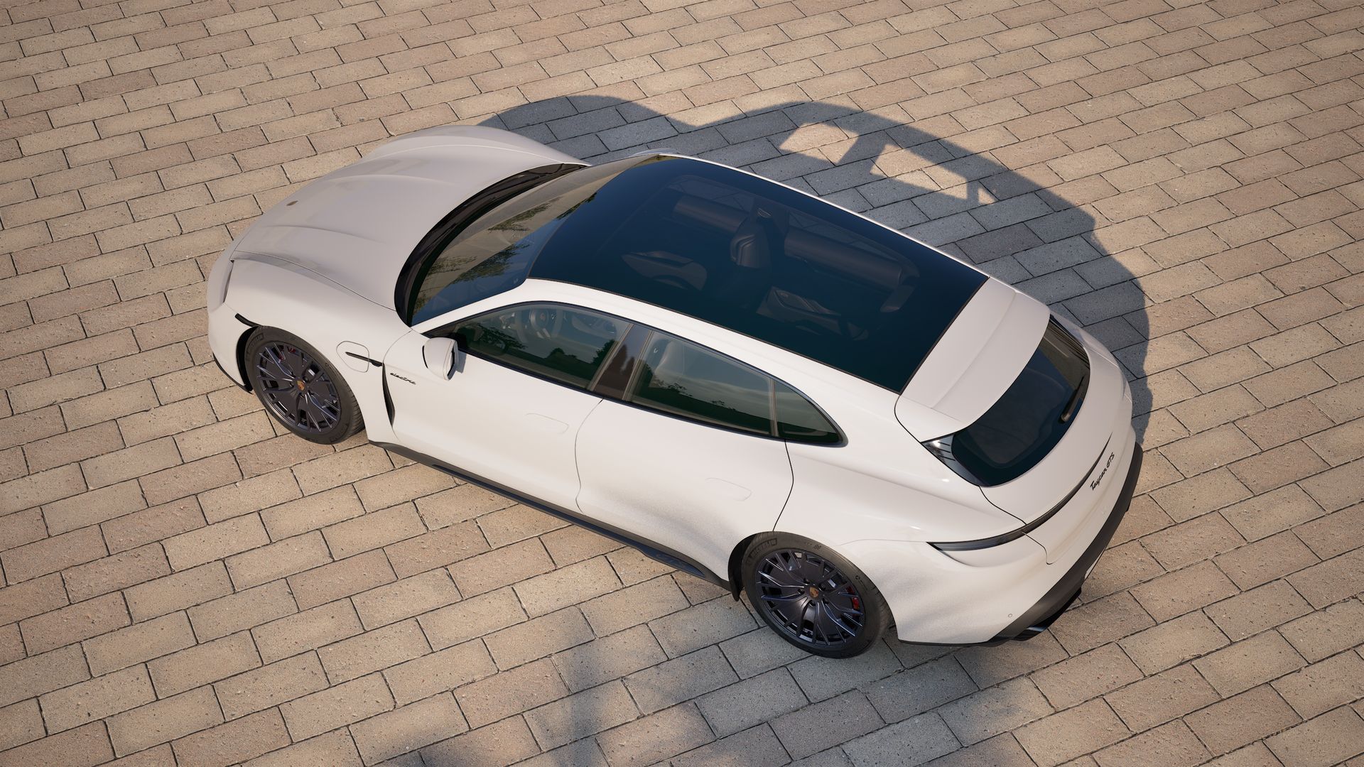 Exterior view of Taycan GTS Sport Turismo seen from above