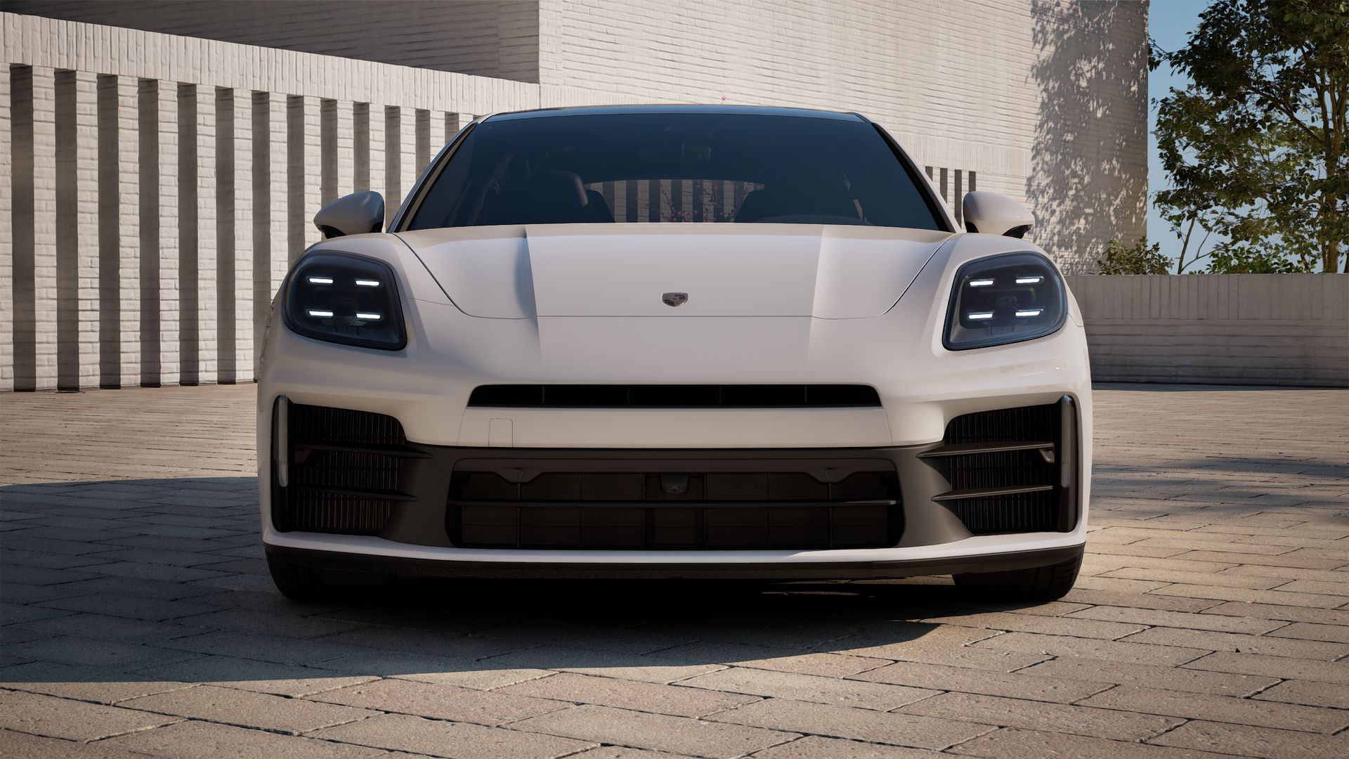 Exterior view of Panamera showing the front of the car