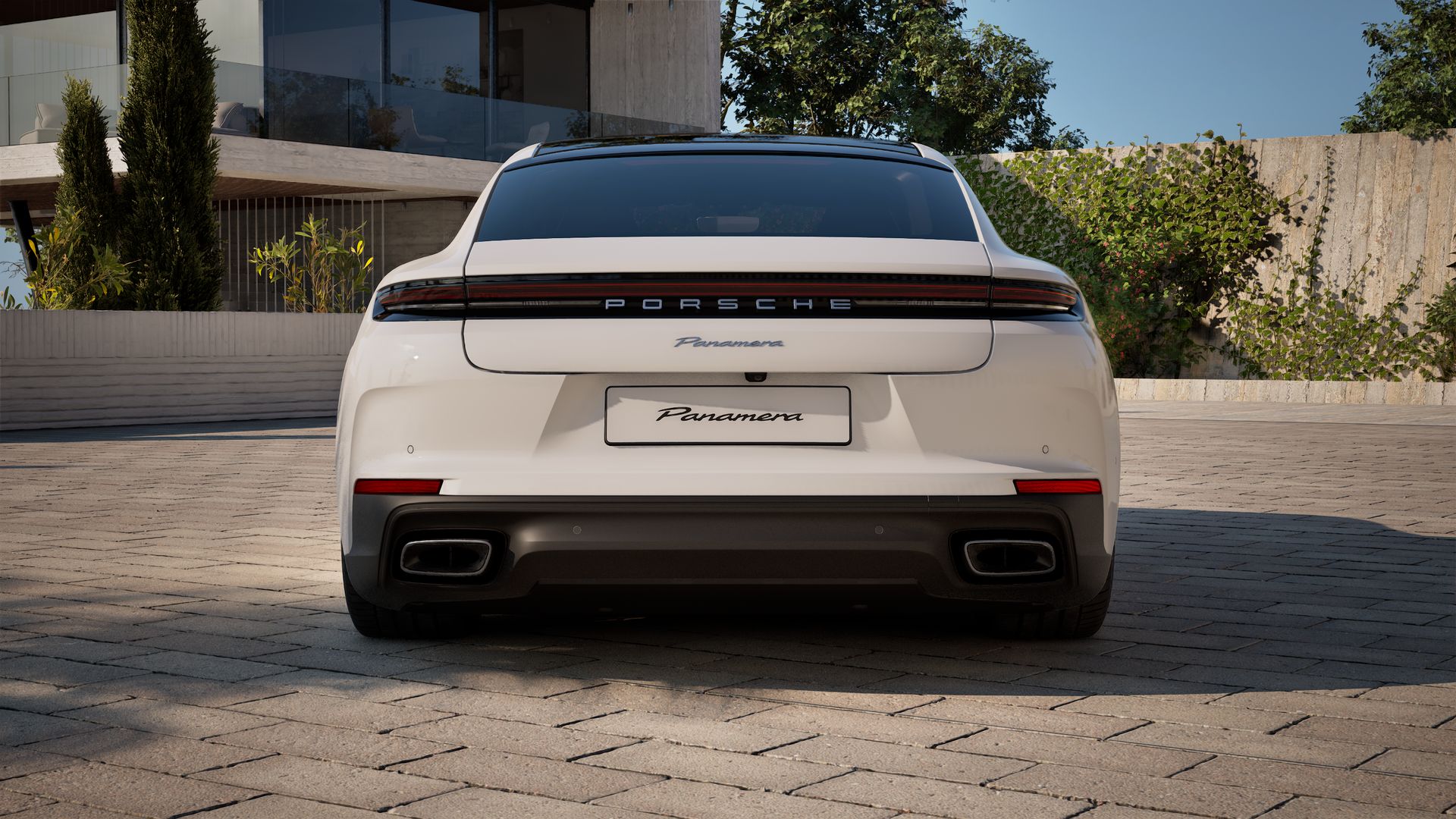 Exterior view of Panamera showing the rear of the car