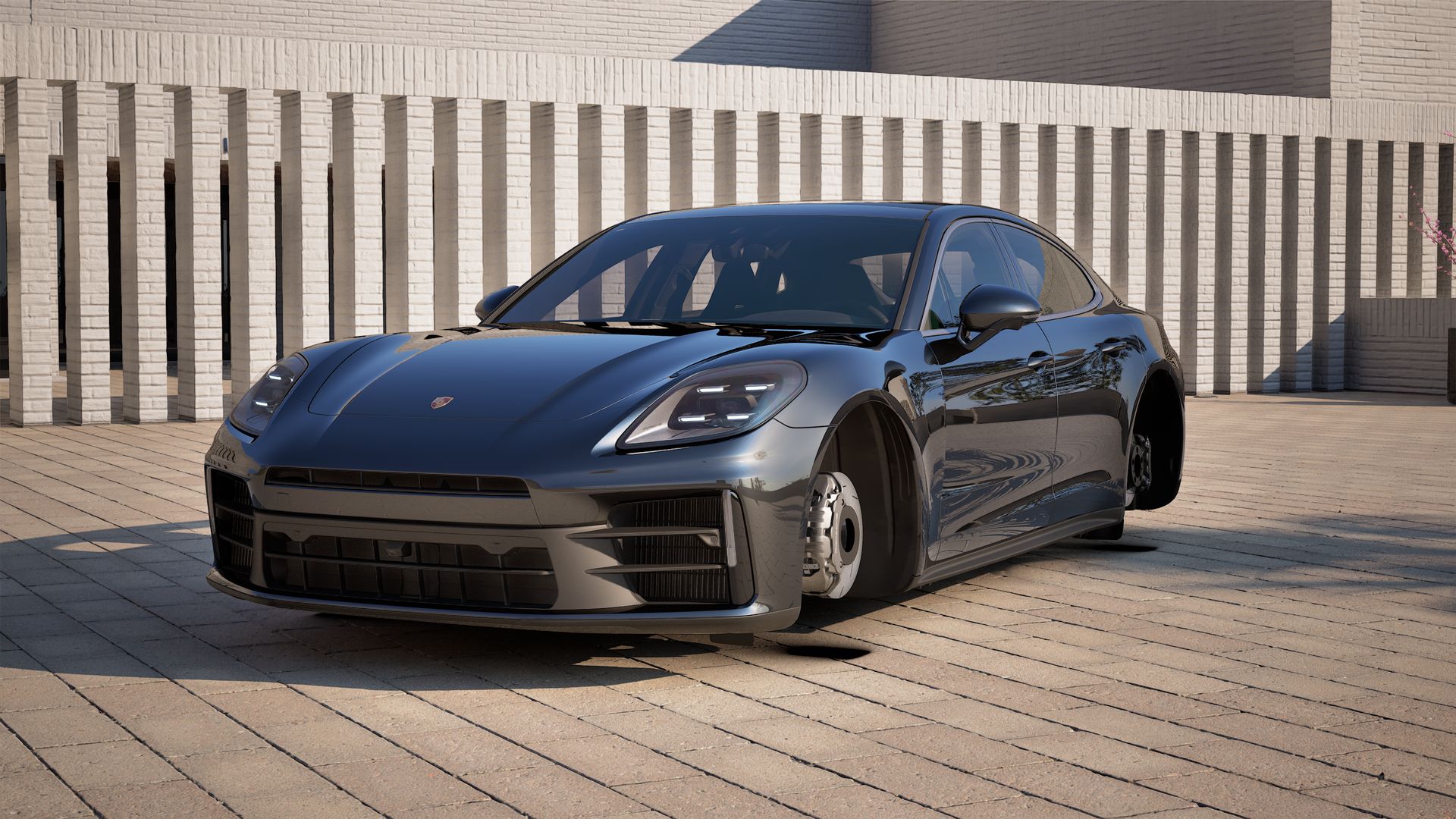 Exterior view of Panamera showing the front and left side of the car