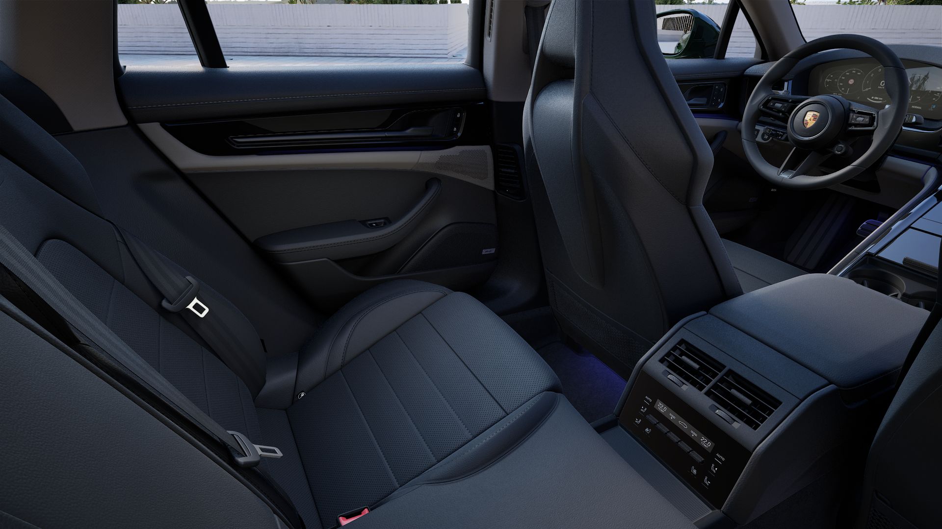 Interior view showing the back seats of Panamera 4