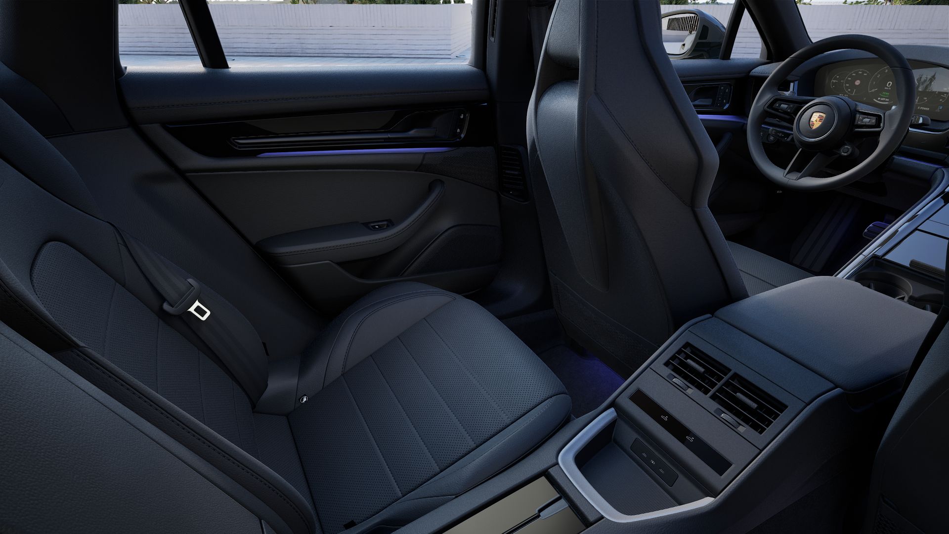 Interior view showing the back seats of Panamera 4 E-Hybrid