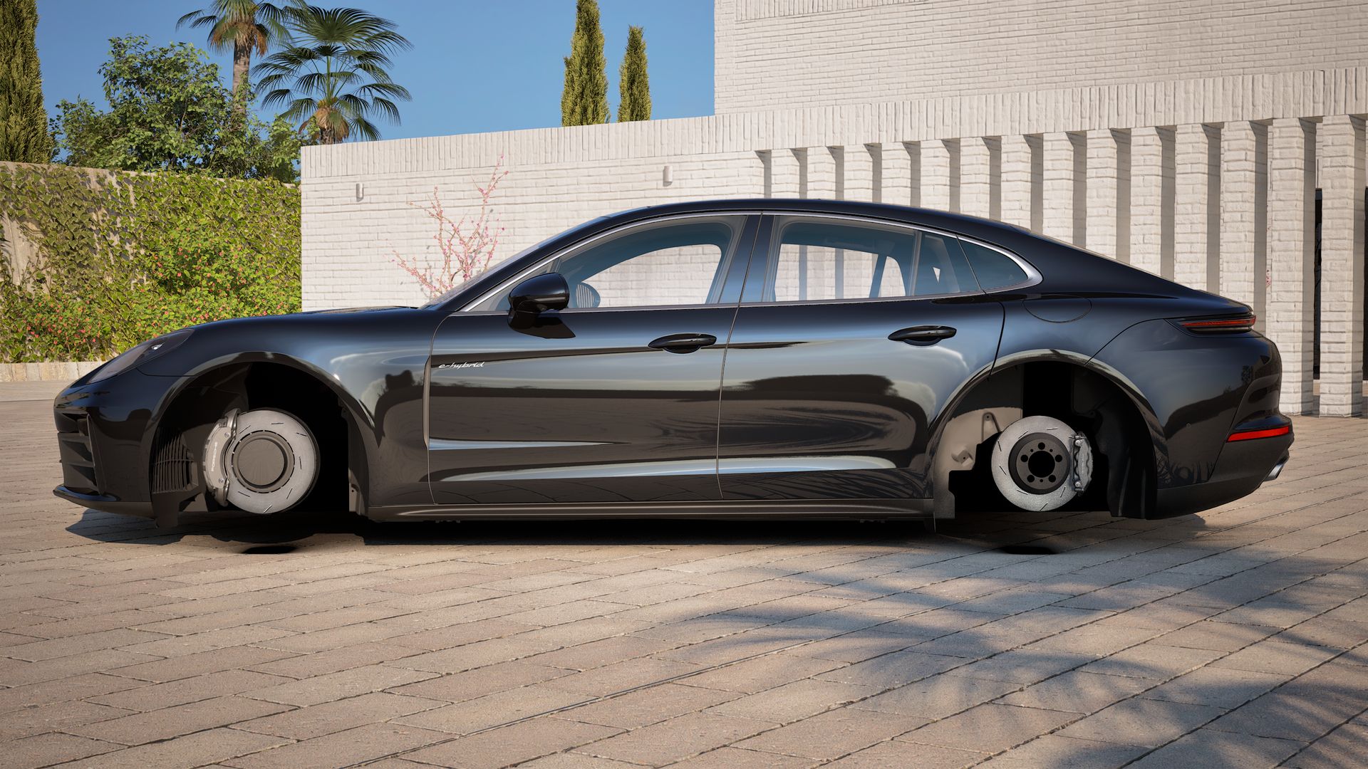 Exterior view of Panamera 4 E-Hybrid showing the left side of the car