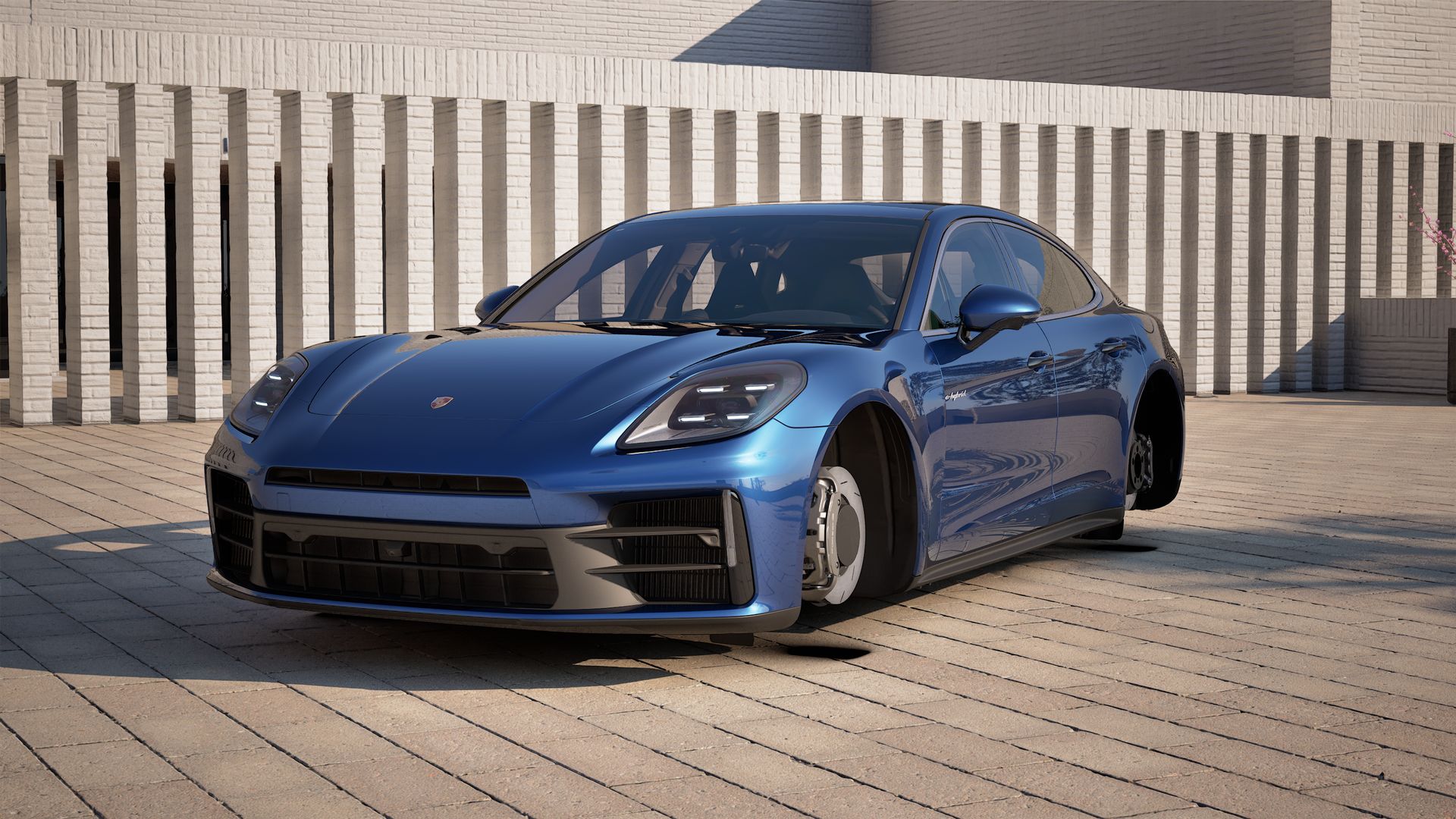 Exterior view of Panamera 4 E-Hybrid showing the front and left side of the car