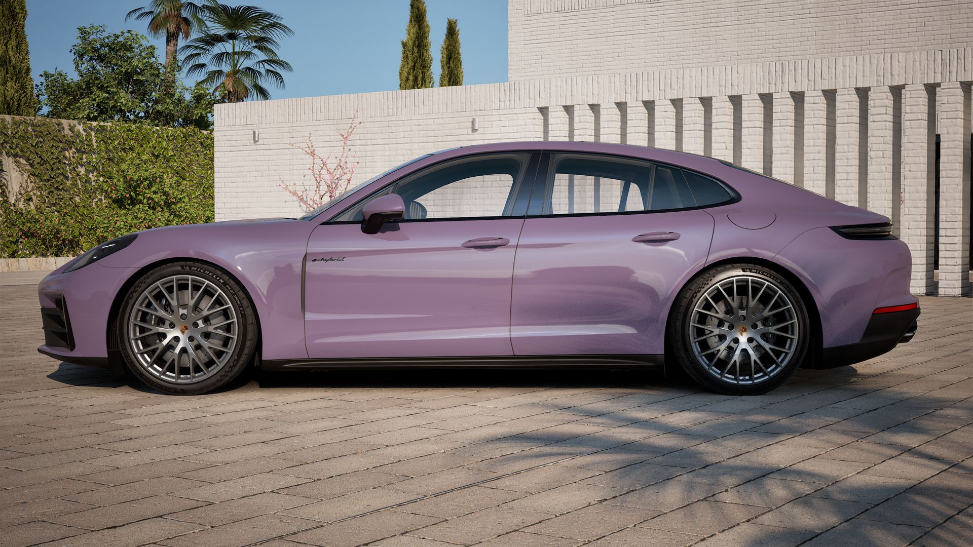 Exterior view of Panamera 4S E-Hybrid showing the left side of the car