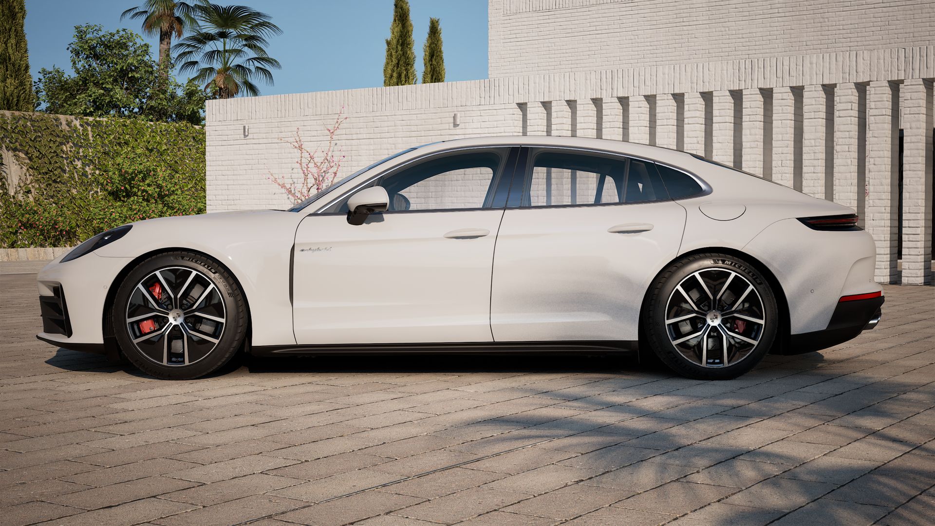 Exterior view of Panamera 4S E-Hybrid showing the left side of the car