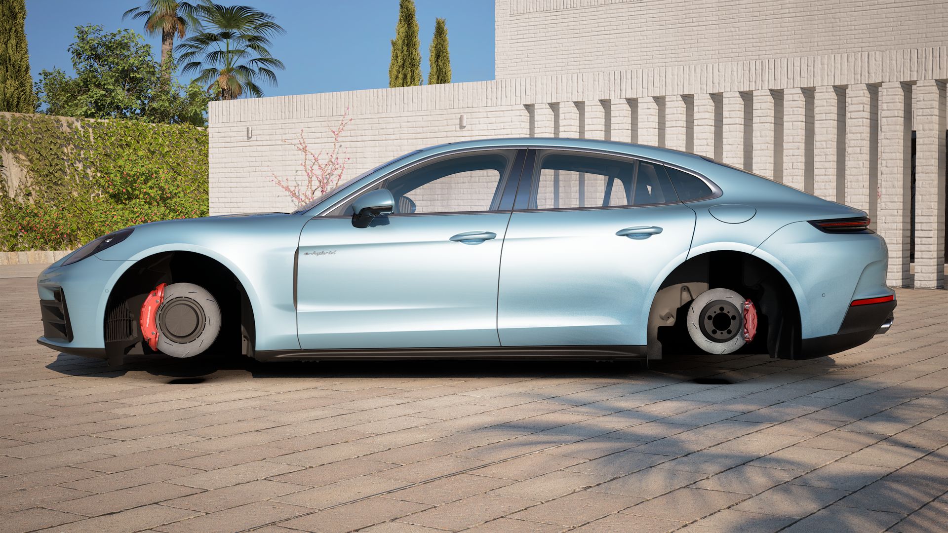 Exterior view of Panamera 4S E-Hybrid showing the left side of the car