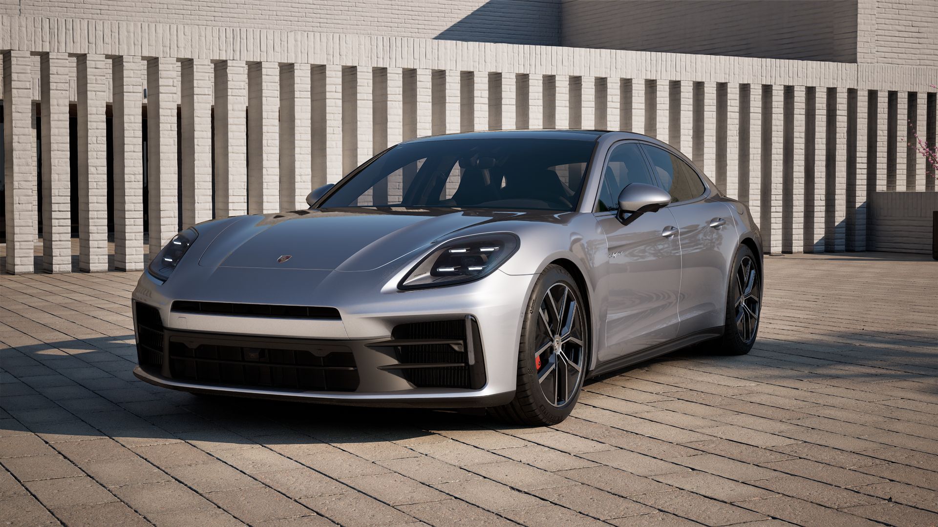 Exterior view of Panamera 4S E-Hybrid showing the front and left side of the car