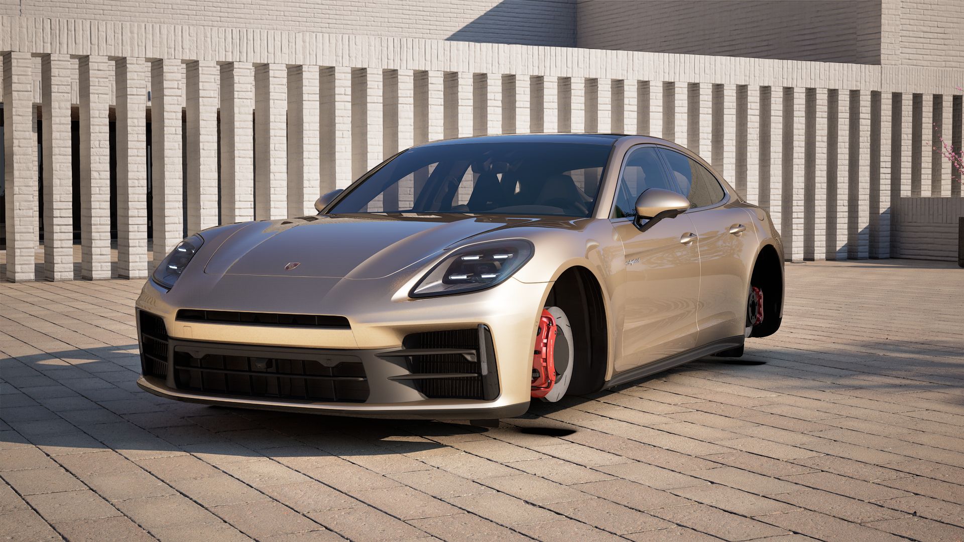 Exterior view of Panamera 4S E-Hybrid showing the front and left side of the car