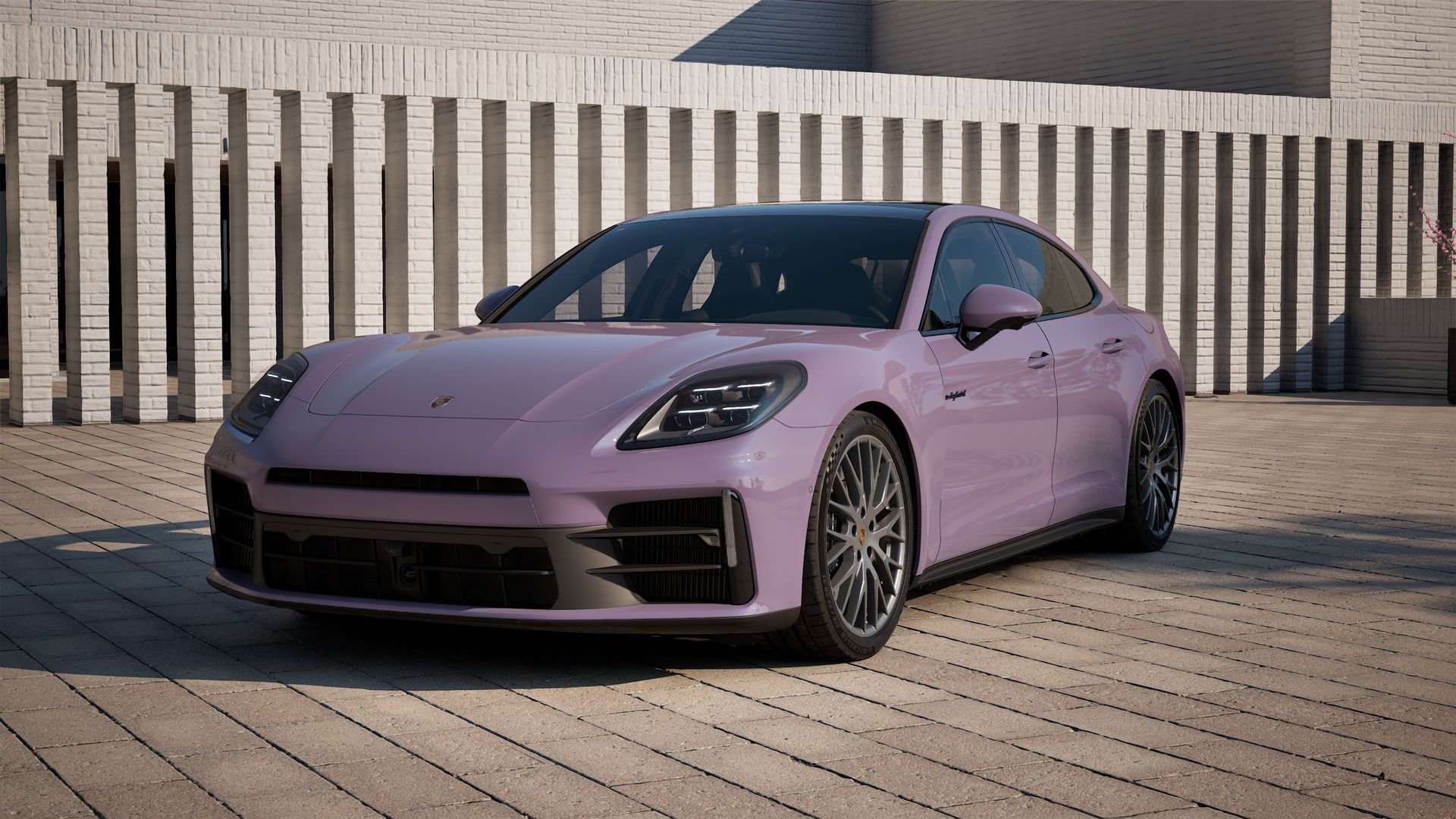 Exterior view of Panamera 4S E-Hybrid showing the front and left side of the car