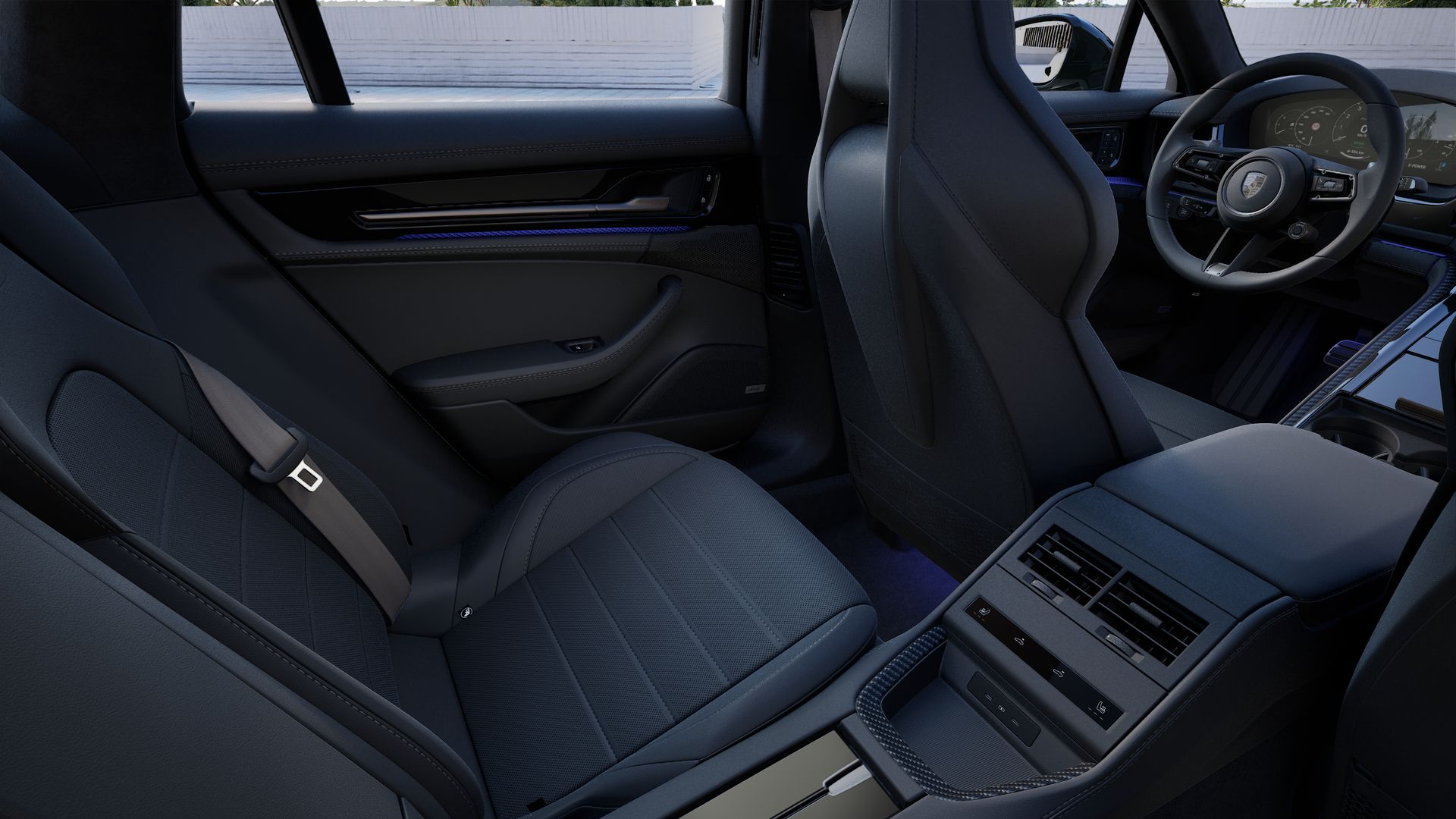 Interior view showing the back seats of Panamera Turbo S E-Hybrid