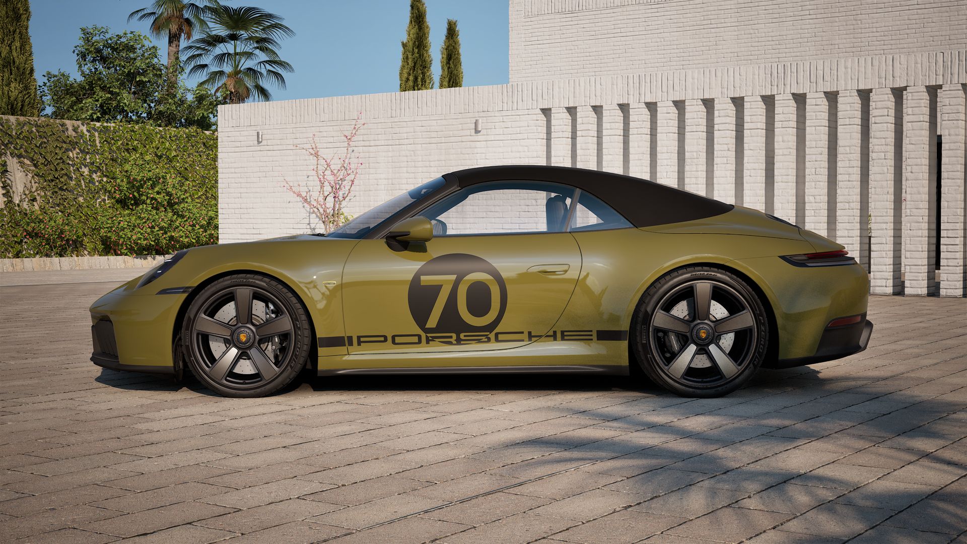 Exterior view of 911 Spirit 70 showing the left side of the car
