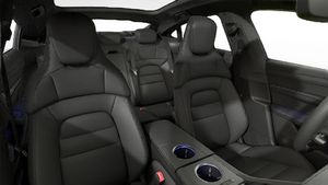 Interior view showing the front seats of Taycan 4S