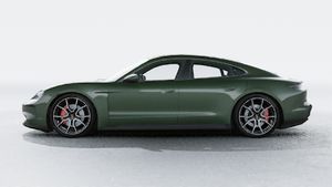 Exterior view of Taycan 4S showing the left side of the car