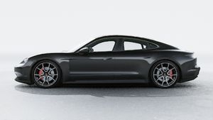Exterior view of Taycan 4S showing the left side of the car
