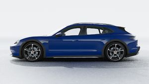 Exterior view of Taycan 4 Cross Turismo showing the left side of the car