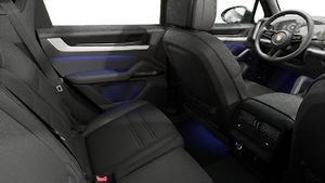 Vista interna che mostra i sedili posteriori di Cayenne E-Hybrid