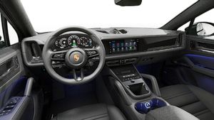 Innenansicht mit Lenkrad und Armaturenbrett von Cayenne E-Hybrid Coupé Black Edition
