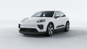 Vista esterna di Macan 4 che mostra la parte anteriore e il lato sinistro della vettura